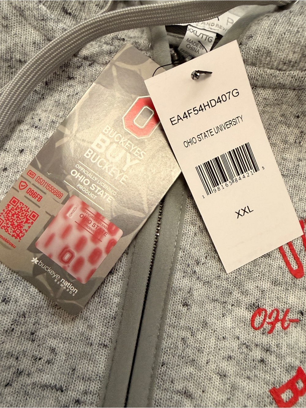 NWT WEAR by Erin Andrews Ohio State Buckeyes Full Zip Hoodie XXL Gray - Picture 6 of 8